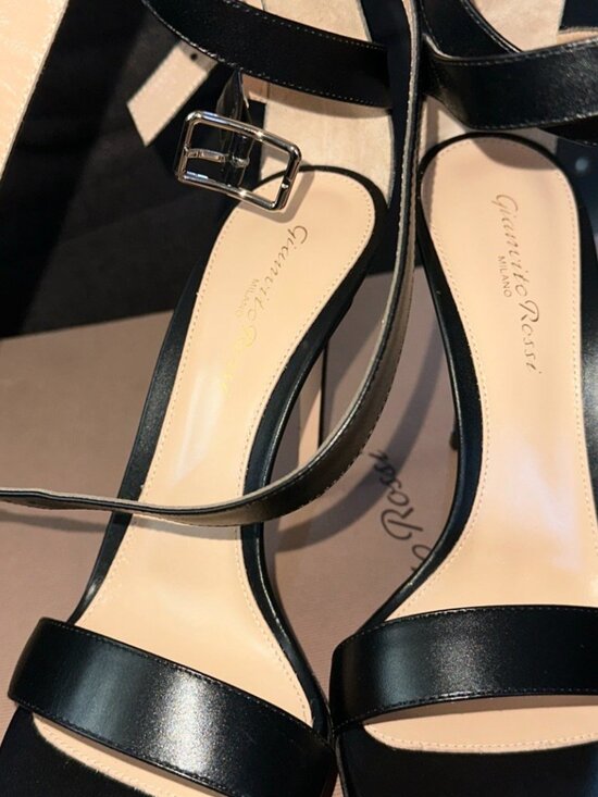 Gianvito Rossi ALERIS 105 LEATHER SANDALS BLACK Strappy - Picture 5 of 7